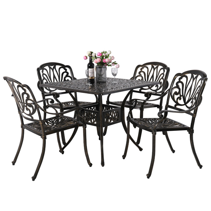 MEETWARM 4 Person Square Outdoor Dining Set & Reviews Wayfair